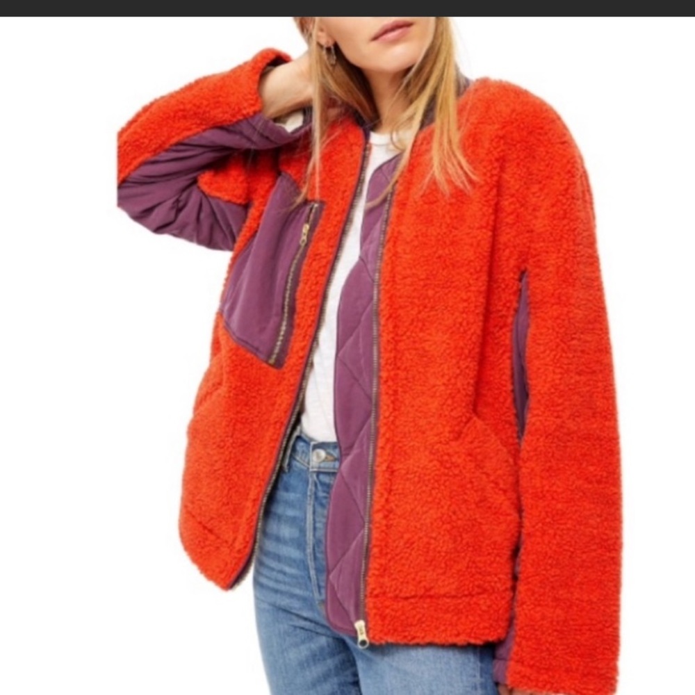 Free People Orange and Purple Jacket